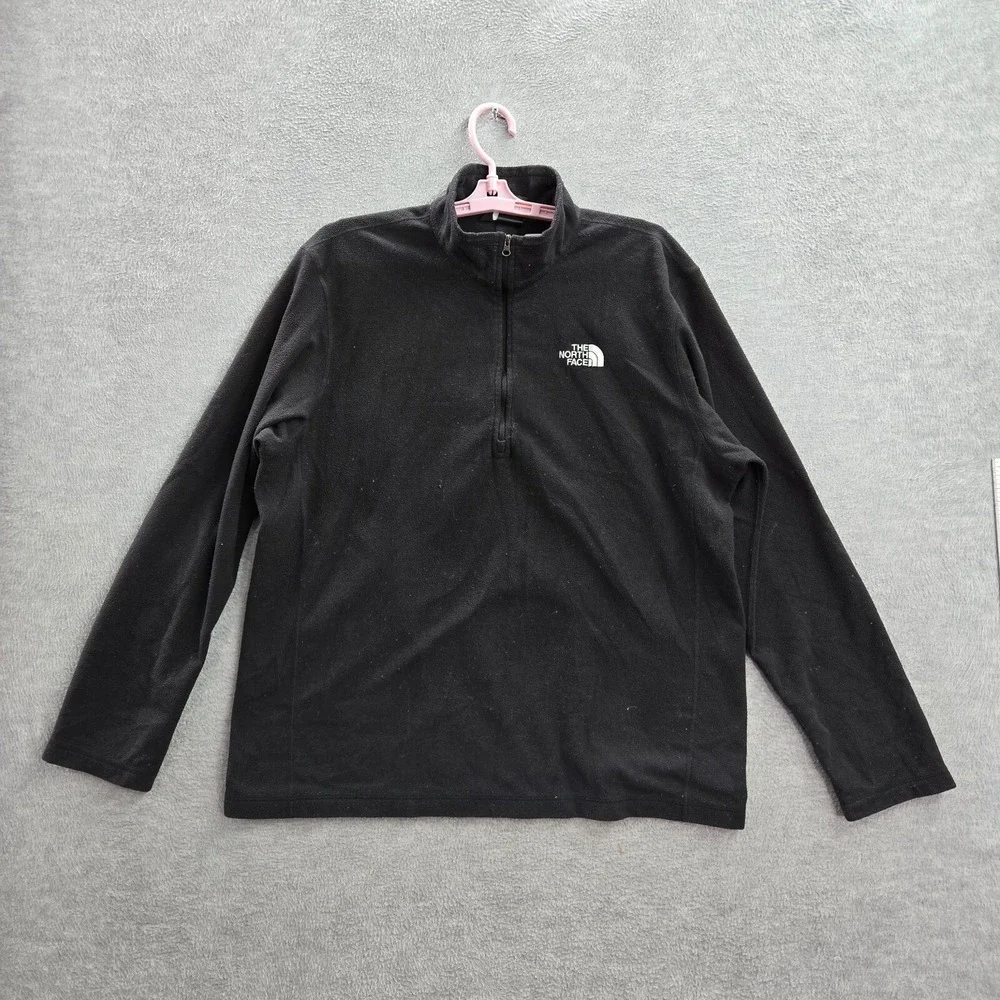 The North Face Men Sweatshirt Large Black 1/4 Zip‎ Mock Neck Fleece Long Sleeve